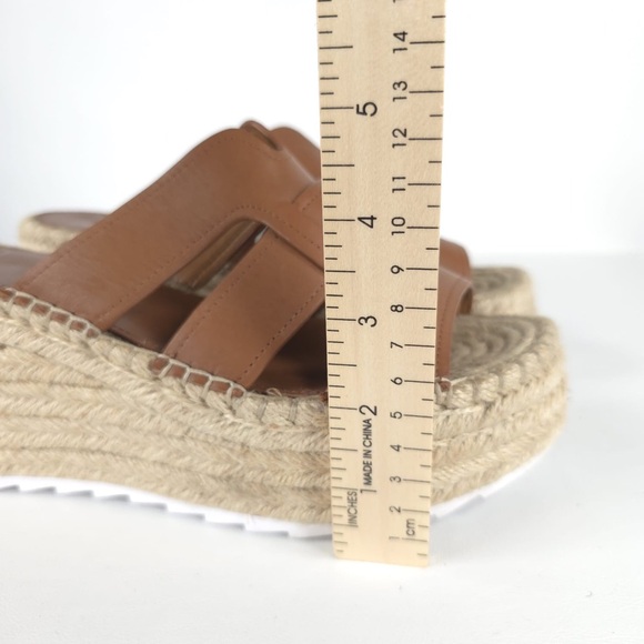 MARC FISHER LTD Brown LEATHER Robbyn Espadrille Wedge Sandal Size 9M - Picture 13 of 16